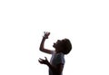 Small boy drank the last drop of water in a glass Royalty Free Stock Photo