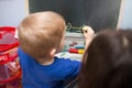 Small boy drawing on a board Royalty Free Stock Photo