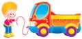 Small boy and his toy truck Royalty Free Stock Photo