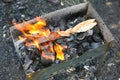 A small brazier with burning coals Royalty Free Stock Photo