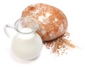 Small bread, milk and wheat Royalty Free Stock Photo