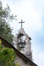 Small Breton chapel bell tower and cross