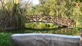 A small bridge on a lake in shiraz garden