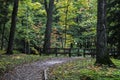 Small bridge and nature trail in Presque Isle state park in Michigan upper Peninsula Royalty Free Stock Photo