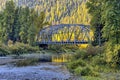 Small bridge over the Coeur d`Alene River Royalty Free Stock Photo