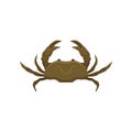 Small brown crab with big claws. Marine animal. Sea creature. Flat vector element for mobile game or cafe menu