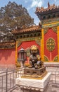 Small brown-gold lion statue in Forbidden City, Beijing, China Royalty Free Stock Photo