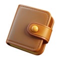 Small brown leather wallet with button closure detailed realistic icon Royalty Free Stock Photo