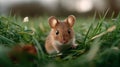 A small brown mouse voles is standing in the grass Royalty Free Stock Photo