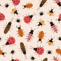 Small Bugs Seamless Pattern Royalty Free Stock Photo