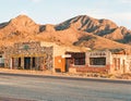 Small buildings in Las Cruces city Mexico with mountains in the background on a sunny day Royalty Free Stock Photo