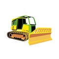 Small Bulldozer or excavator simple style construction trucks, vehicle, farm, agricultural or excavator Machinery vector illustrat