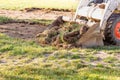 Bulldozer Removing Grass Preparing For Pool Royalty Free Stock Photo