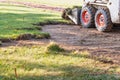 Red Bulldozer Breaking Ground Preparing For Pool Royalty Free Stock Photo
