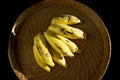 Top view of a small bunch of organically grown braziian bananas