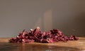 A bunch of dried red hibiscus karkade flowers