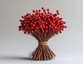 A small bundle of dried rowan berries, isolated on light gray background. Royalty Free Stock Photo