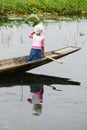 Small Burmese girl on Inle lake in Burma, Asia Royalty Free Stock Photo