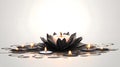 Small burning light in the middle Lotus flower on white background. Diwali, the dipawali Indian festival of light