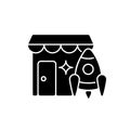 Small business fast launch black glyph icon