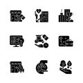 Small business financial support black glyph icons set on white space Royalty Free Stock Photo