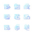 Small business financial support gradient linear vector icons set Royalty Free Stock Photo