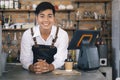 Small business happy owner of a coffee cafe Royalty Free Stock Photo