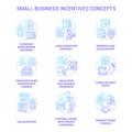 Small business incentives blue gradient concept icons set