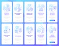 Small business incentives blue gradient onboarding mobile app screen set