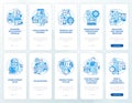 Small business incentives blue onboarding mobile app screen set