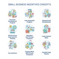 Small business incentives concept icons set
