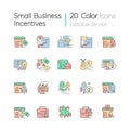 Small business incentives RGB color icons set