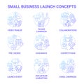 Small business launch concept icons set