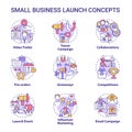 Small business launch concept icons set