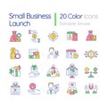 Small business launch RGB color icons set