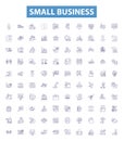 Small business line icons, signs set. Entrepreneurs, Startups, Micro, Midsize, Solo, Mom and Pop, Freelance, Home based