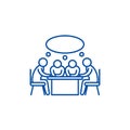 Small business meeting line icon concept. Small business meeting flat  vector symbol, sign, outline illustration. Royalty Free Stock Photo