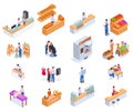 Small Business Owner Family Business Isometric Icon Set Royalty Free Stock Photo