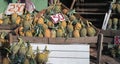 Small business in the streets, fresh pineapple stands and discounted prices Royalty Free Stock Photo