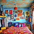 Small busy teenage room