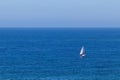 Small Cabin Yacht On Open Blue Ocean Royalty Free Stock Photo