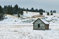 Small cabin sits on the hillside