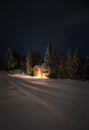 Small cabin in the winter forest Royalty Free Stock Photo