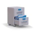 Small cabinet for business document secret. Data storage and filing cabinet concept