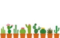 Small cactus pot vector set Royalty Free Stock Photo