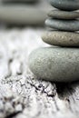 Small cairn on bleached driftwood