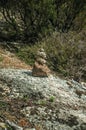 Small cairn erected as trail marker on highlands Royalty Free Stock Photo