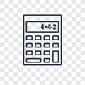 Small calculator concept vector linear icon on transpar