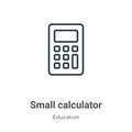 Small calculator outline vector icon. Thin line black small calculator icon, flat vector simple element illustration from editable