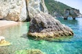 Stunning beautiful gorgeous view of tropical white beach and sea on sunny summer day Royalty Free Stock Photo